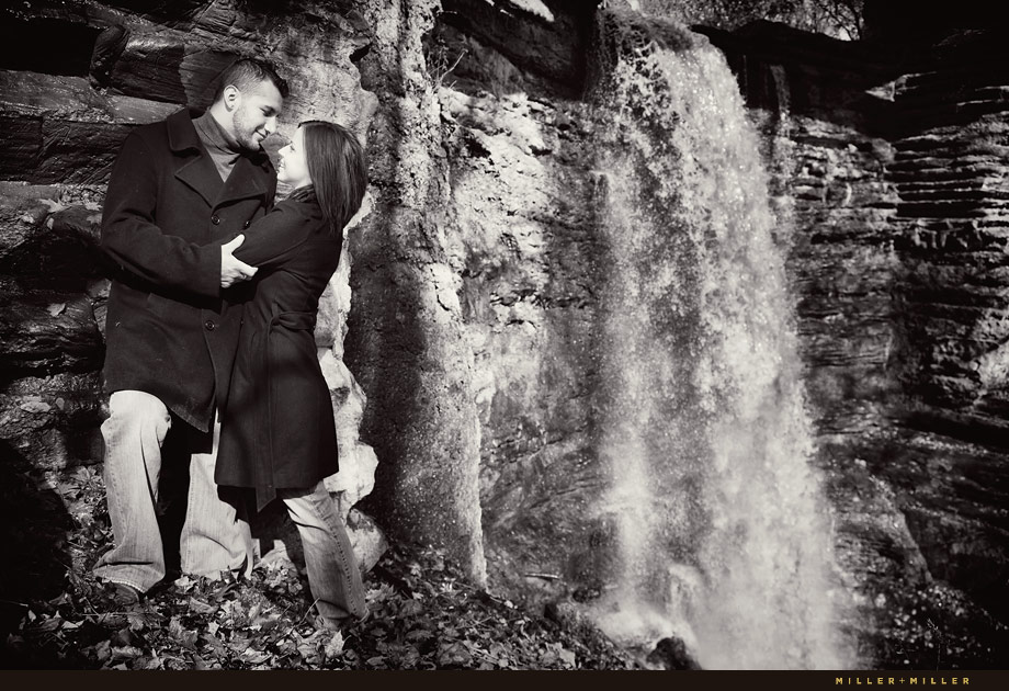 black-and-white-photo-waterfall-engagement-photos